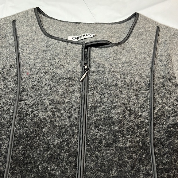 CARDUCCI Black gray hombre wool full double Zipper Sweater JACKET rounded neck L - Picture 7 of 13